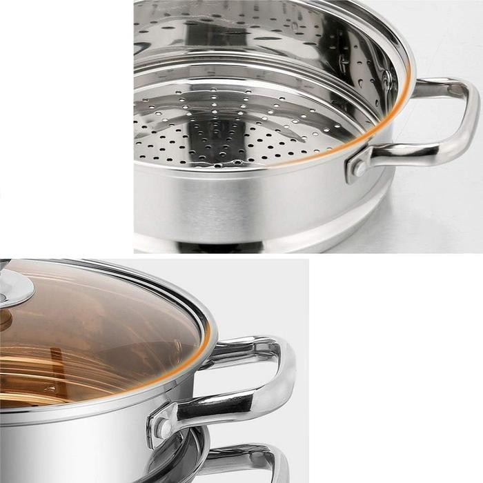 [Ceceketarketir Exclusive] Texania Panci Kukusan Serbaguna Set Dandang Dan Kukusan 2 Susun Full