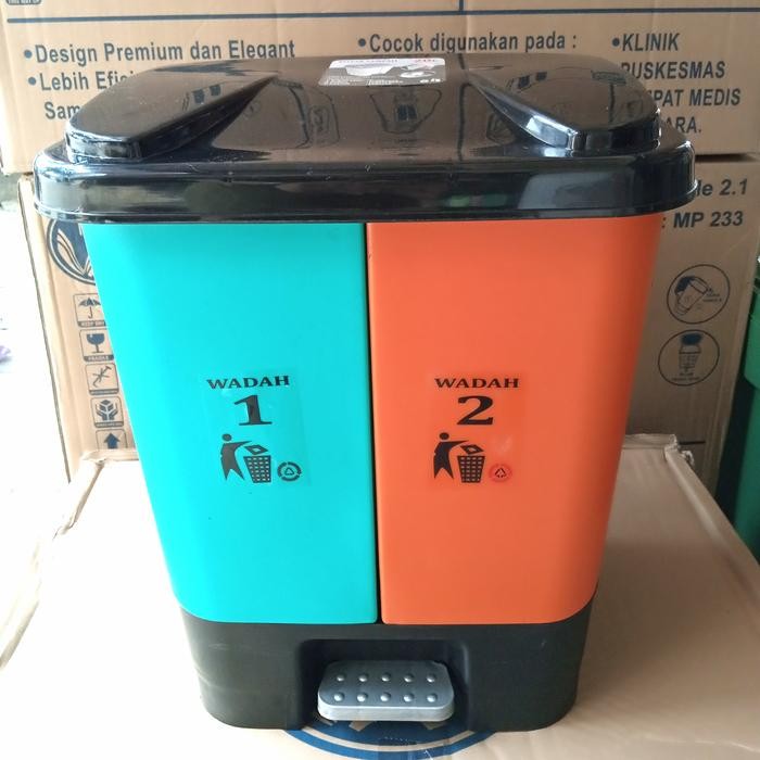 TERLARIS TONG SAMPAH INJAK 2 WADAH 20 LITER/KOTAK SAMPAH INJAK/TEMPAT SAMPAH READY STOCK