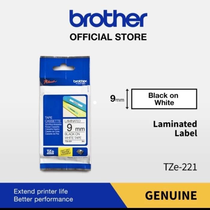 

Brother Label Tape Tze 221,Black On White 9Mm