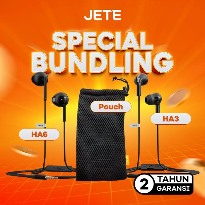 Pilihan- Bundling Headset Jete Ha3 + Headset Jete Ha6 + Pouch - Bergaransi 2Th