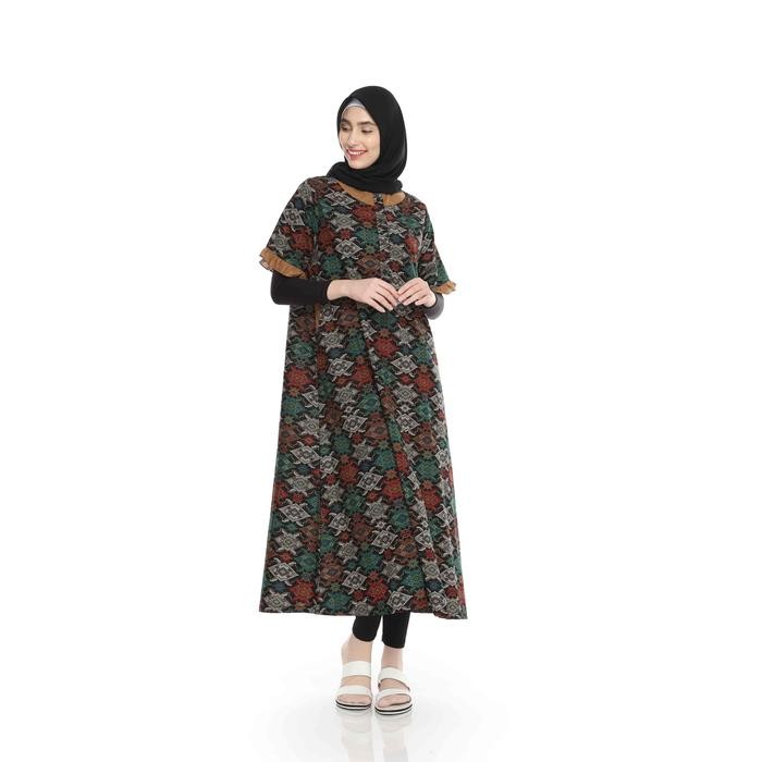 lunan go daster/home dress batik busui katun premium ls.468 coklat [mutu terbaik]