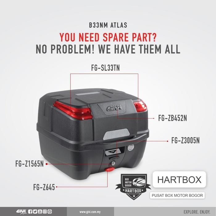 Box Motor Givi B33NM B 33 Atlas TERKECIL MEDIUM SMALL BOX