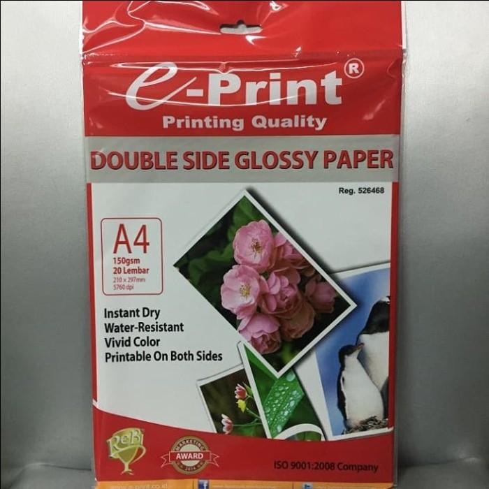 

Double Side Glossy Paper e-Print A4 150gsm 20Lembar Kertas Foto Mengkilap 2 Sisi Accessories Camera