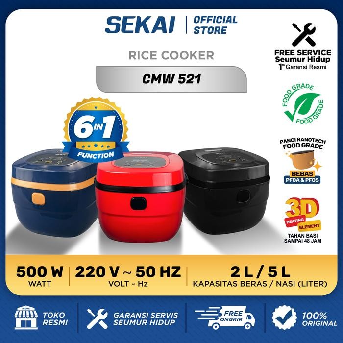 EJ SEKAI Rice Cooker Digital / Penanak Nasi Magic Com 2 L / CMW 521
