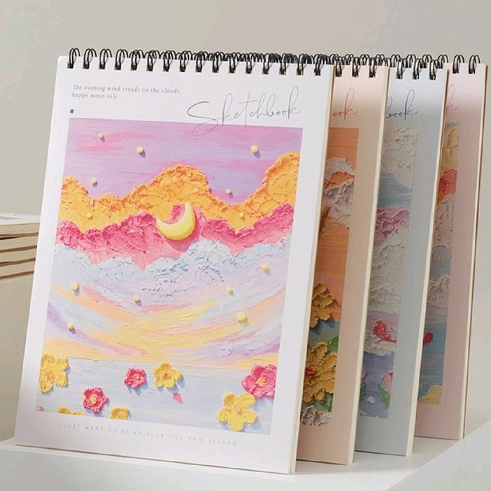 

Sketchbook A4 Buku Gambar A4 Buku Sketsa Vertikal Jilid Spiral Aesthetic kertas invory Stationery