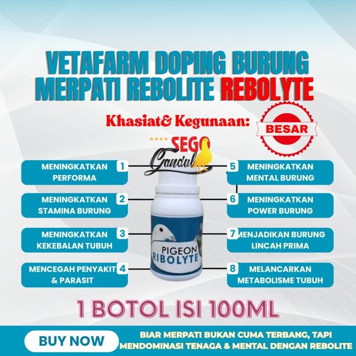 Chocolatoslatoe Vetafarm Doping Burung Merpati Rebolite Rebolyte Ribolit 1 Botol Isi 100Ml