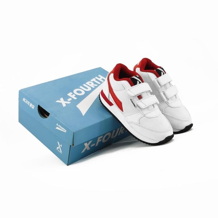 Piero Kidswear - Sepatu Lokal Nusantara X-Fourth Jogger Kids Putih Merah - Sepatu Anak Laki Laki