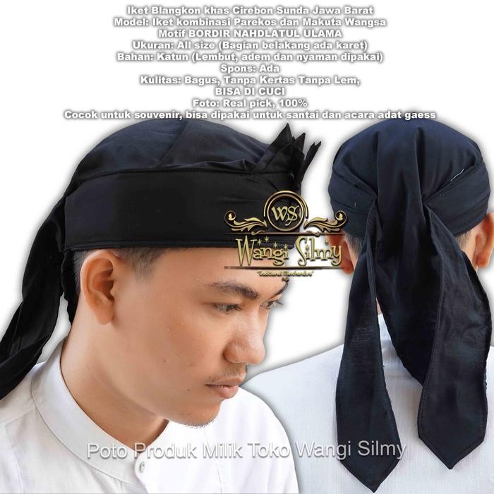 Pilihan- Iket Blangkon Sunda Jawa Hitam Polos - Blangkon Sunda Hitam - Iket Sunda Hitam Polos