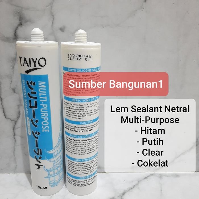 Lem silikon Taiyo Kaca sealant netral coklat bening hitam putih clear