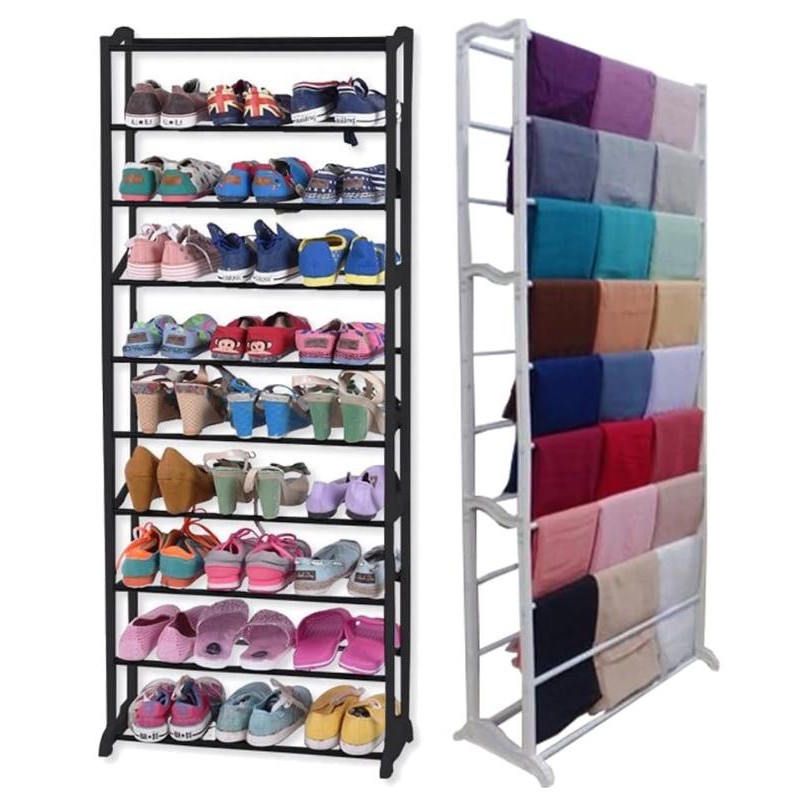TERMURAH AMAZING Rak sepatu rak susun 10 tingkat stainless rak tingkat serbaguna Anak Besi Plastik