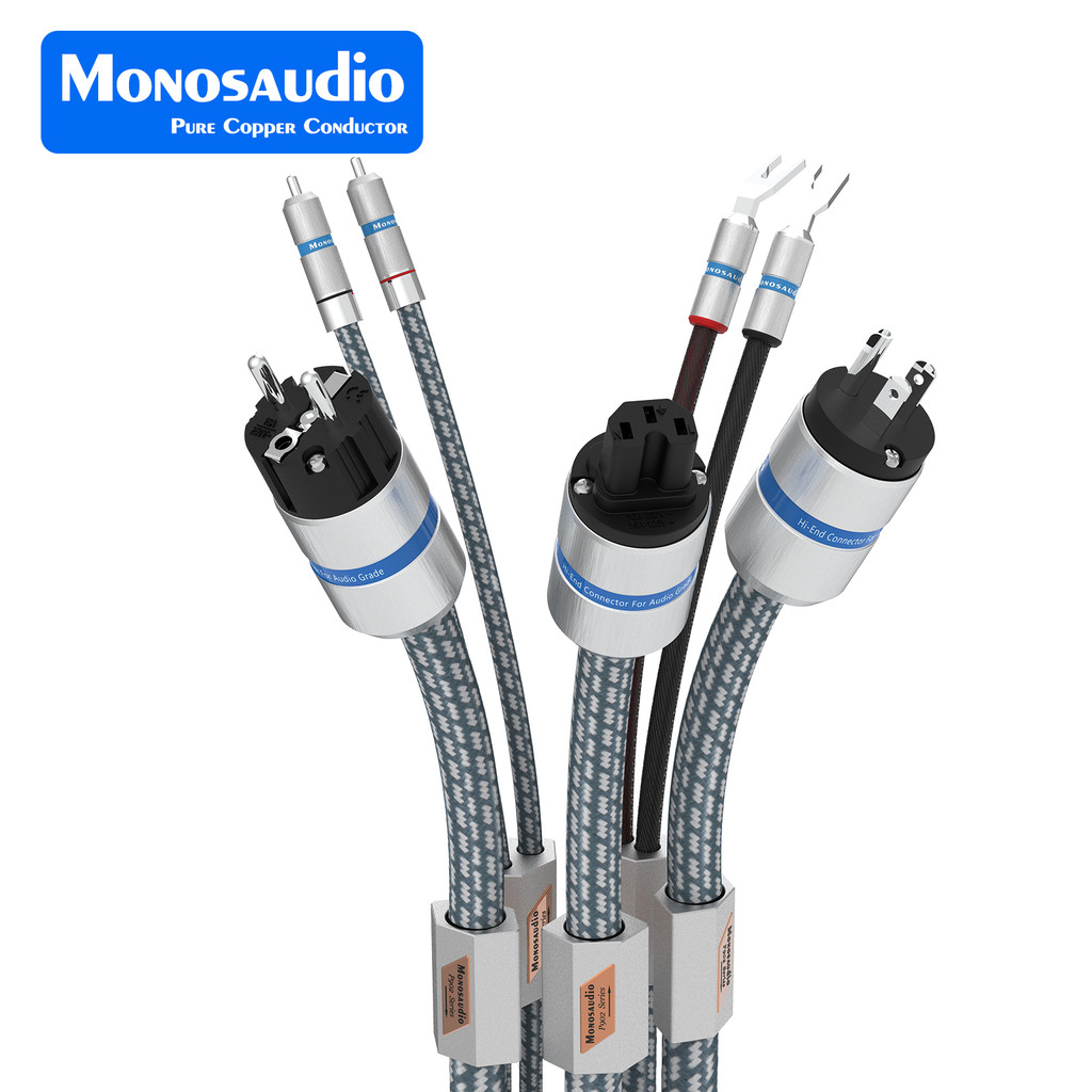 TERBARU Monosaudio High-End Audio Cables Collection: 99.9998% OFC Copper Silver/Rhodium Plated RCA, 