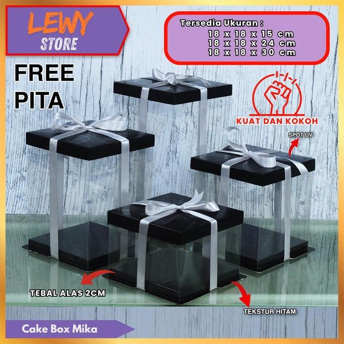 Cake Box Mika Dus Kue Kotak Kue Transparant 18x18 cm Tutup Hologram
