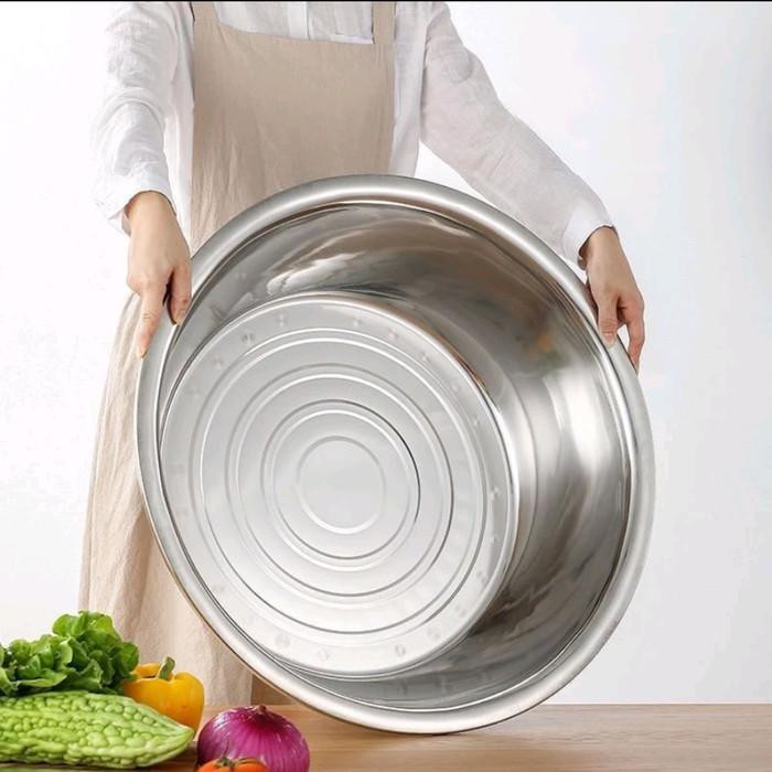 Baskom Stainless Steel Jumbo Baskom Stainless Besar 50cm