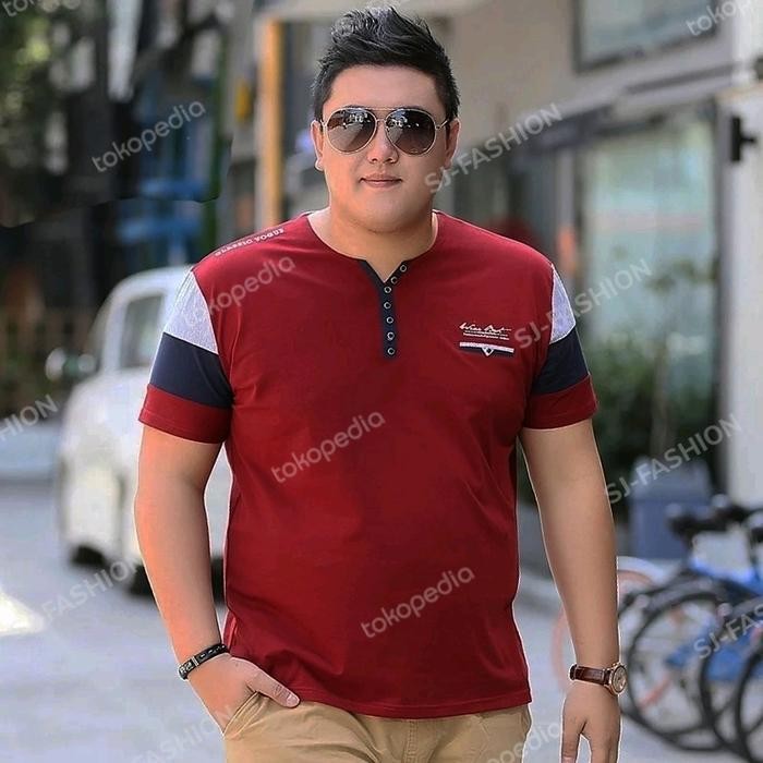 kaos pendek kancing casual pria JUMBO BIG SIZE - XXL fit XXXL terlaris