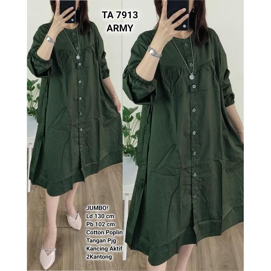 TA 7913 tunik jumbo cotton poplin babydoll Cantik Katun Muslim Nyaman