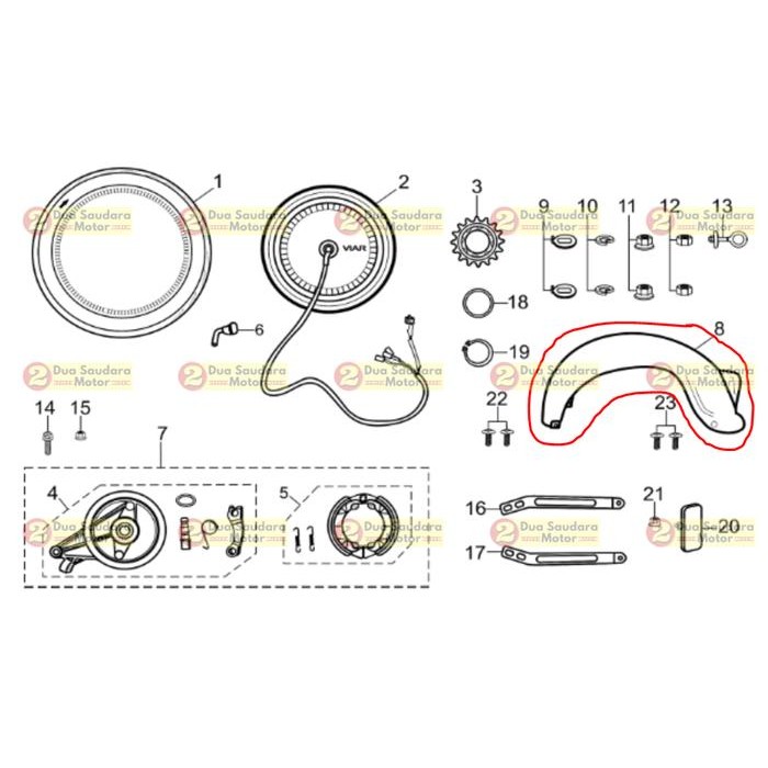 Spakbor Belakang Sepeda Listrik Viar UNO / Rear Fender Viar UNO