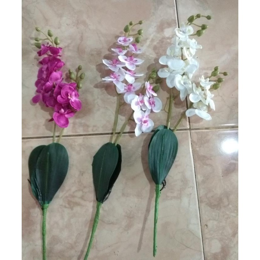 Anggrek Putih Bunga Plastik/Bunga Hias