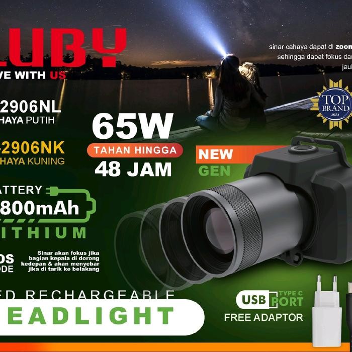 SENTER KEPALA LUBY ZOOM 65 WATT L-2906