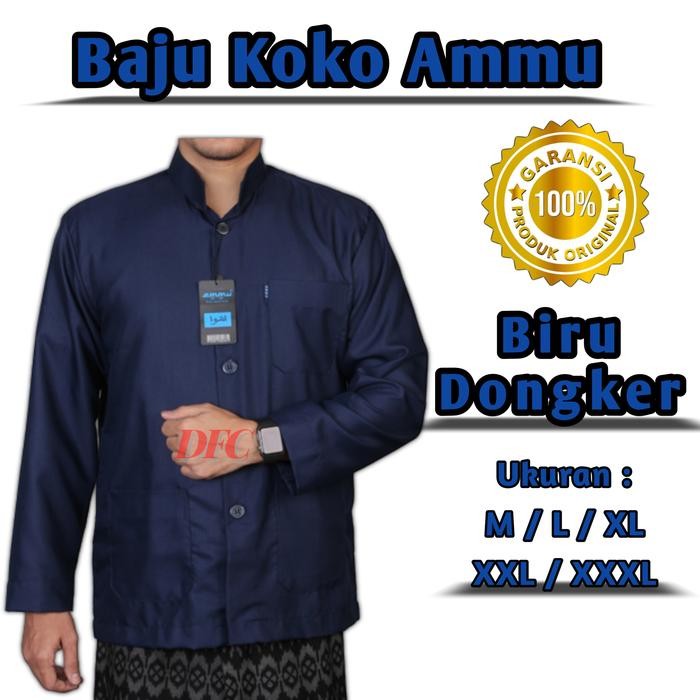 Baju Koko Ammu Biru Dongker Baju Koko Ammu Collection Baju Koko Muslim