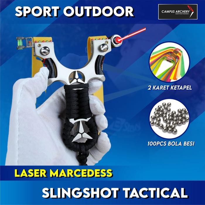 q9v5- Ketapel Marcedes Laser Paket Lengkap Slingshot Ketapel Stainless