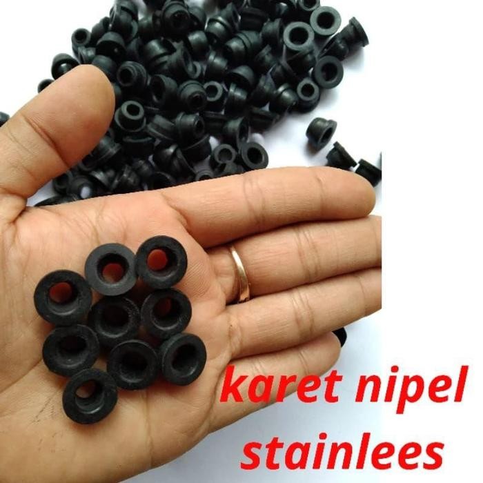 PetShoPq- 50 Pcs Karet Nipel Nipple Ayam Nepel Stainles Sel Karet Nipel Ayam Puyuh Stainles