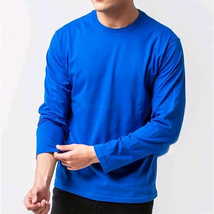 Kaos polos Oblong Warna Biru BCA,Biru Elektrik,Kaos Combed30s Pria dan Wanita Lengan Panjang Polos