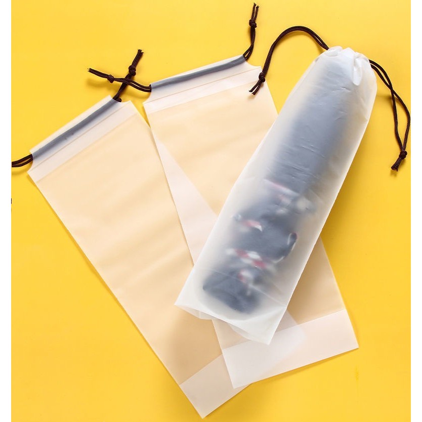 Plastic Bag Matte Translucent Umbrella Storage Bag Reusable Portable Umbrella Drawstring Storage Cov