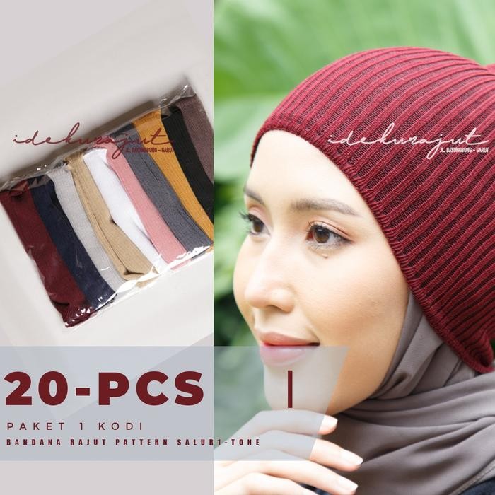 DISKON Ciput Inner Bandana Rajut Salur 1 Tone ( 1-KODI ) READY STOCK