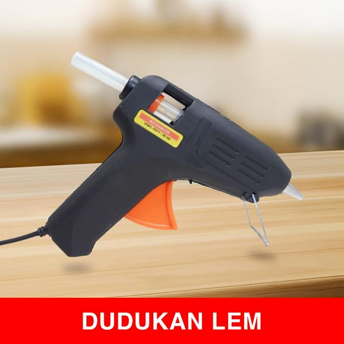 o2iq- Kenmaster Glue Gun Lem Tembak 60 W + 12 Pcs Lem Stick Besar Isi Ulang Lem Tembak -