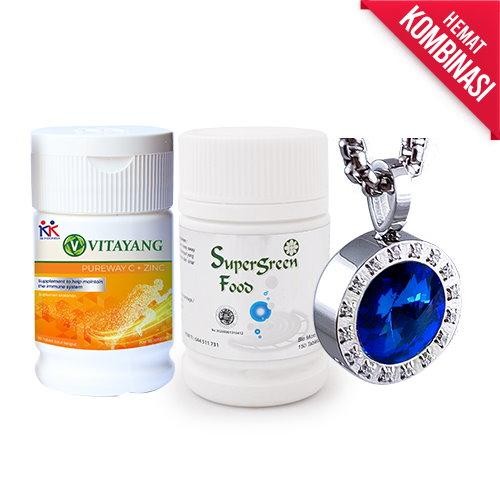 KK LIFORCE Kalung Blue Sapphire Crystal+ SGF 150 Tablet & Vitayang PWC