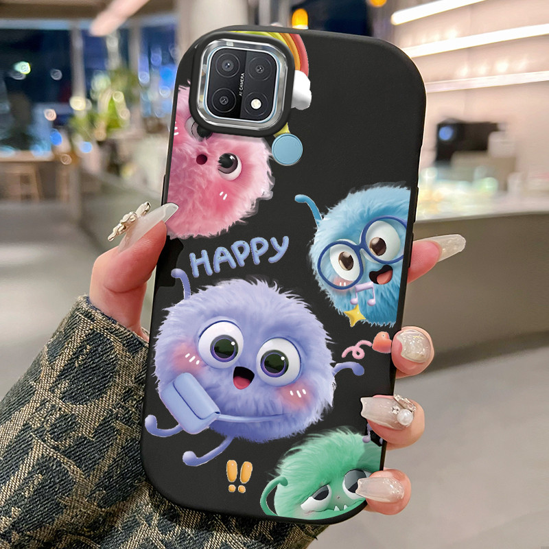 Casing Hp Untuk OPPO A15 A15s A35 4G Case Casing kartun bulu HP Kasing bulat gemuk Cesing Silikon So