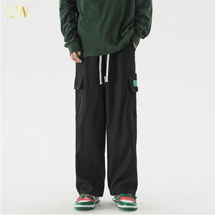 323r- Celana Cargo Korea Casual Pria Baggy Pants Bagian Tipis Kulot Oversize Korean Style