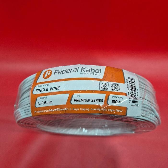 Stok Baru Kabel Kawat Tunggal Kecil AC DC 1x0,9MM 100 Meter Asli FULL Tembaga Federal