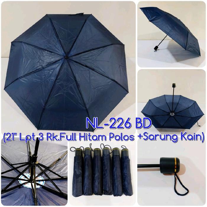 NEW Kiranaabadi Payung Lipat 3 Polos Nagoya nl226 rangka hitam cocok untuk sablon