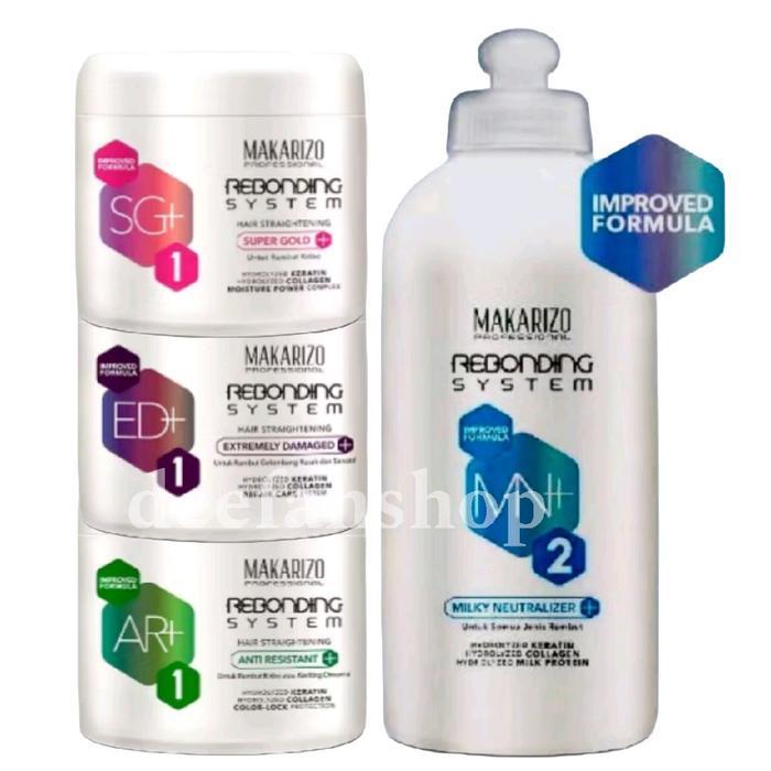 (PAKET) MAKARIZO [STEP1+STEP2] REBONDING SYSTEM 500ML / SMOOTHING PELURUS RAMBUT