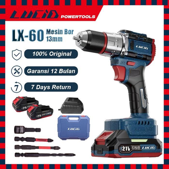 Lucid Lx-60 Cordless Mesinbor 120N.M/13Mm 2.0A 21V Lithium Battery Impactdrill Brushless Baterai