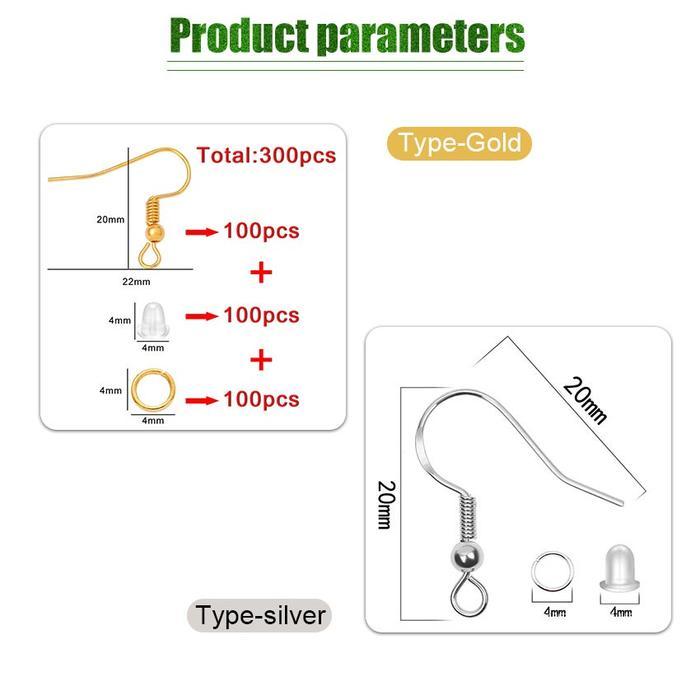 Anting Diy Aksesoris Penutup Anting Belakang Karet Earring Ring Hook Anting Gantung Warna Gold