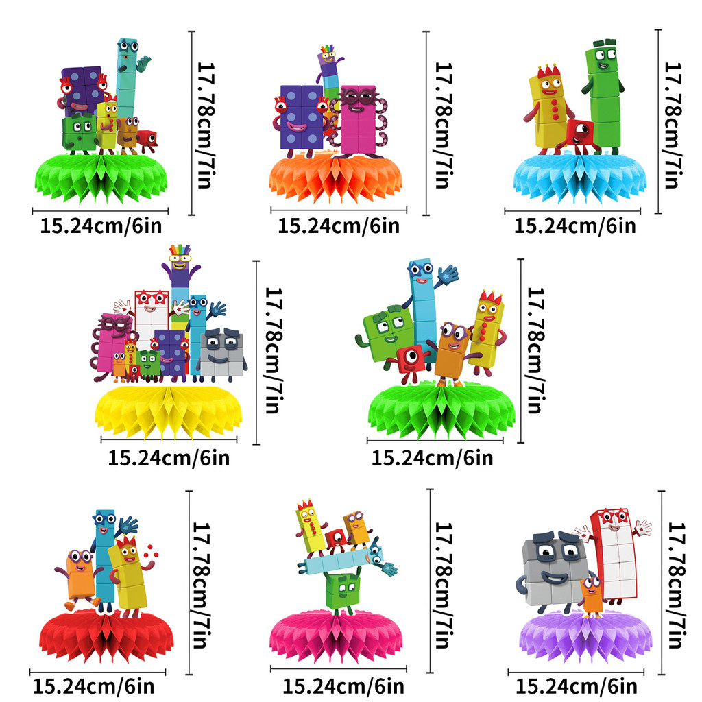Popular Cartoon Number Party Decor Set, Birthday Table Centerpieces, Honeycomb Table Decor, Cute