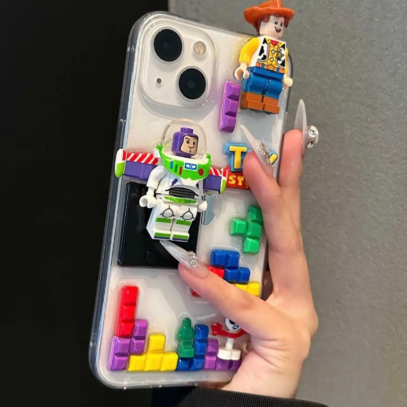 Cute Buzz Lightyear Brick Epoxy Phone Case, Suitable for Iphone 17 Pro/16/15/14/13/XS Max/8P/6,