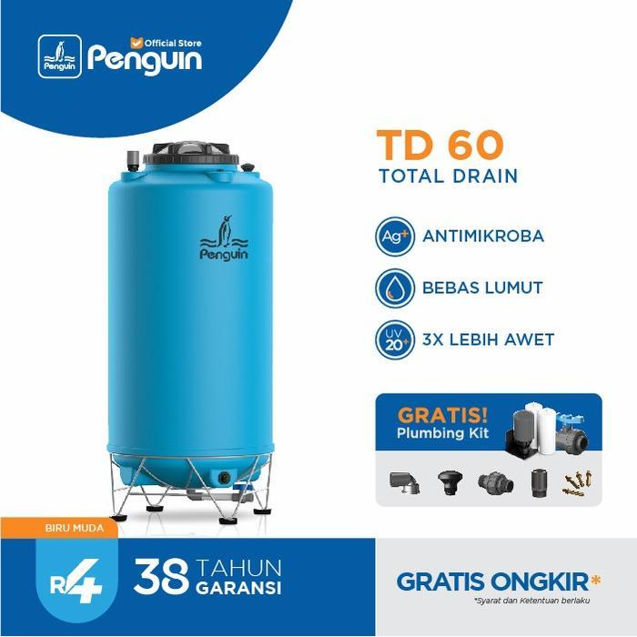 Penguin Tangki | Toren TD60 | Tandon Air TD 60 600 liter - Biru Muda