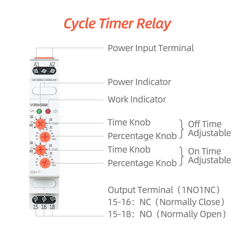 Cyclic Time Relay 220V 24V 12V AC/DC Asymmetrical Flashing Relay between ON and OFF Recycle Timer
