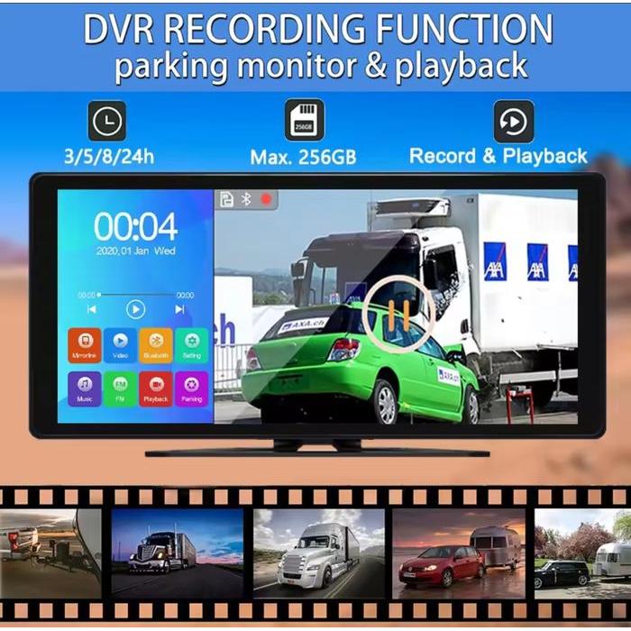 CAR DVR / Dashcam mobil 10.36 Inchi , 4 Camera AHD, MP5, BT, Layar IPS Touch Screen