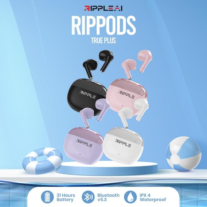 Ripple Rippods True Plus TWS Earphone Bluetooth Mini Handsfree 1 Tahun Garansi