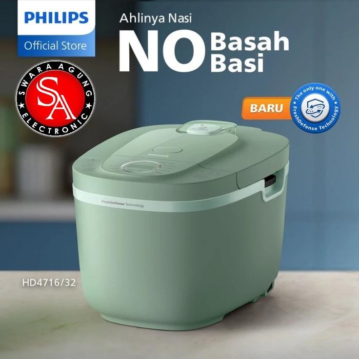 Rice Cooker Digital 1.8 Liter Philips Type : Hd-4716 - Fresh Defense - Green ( Medan )
