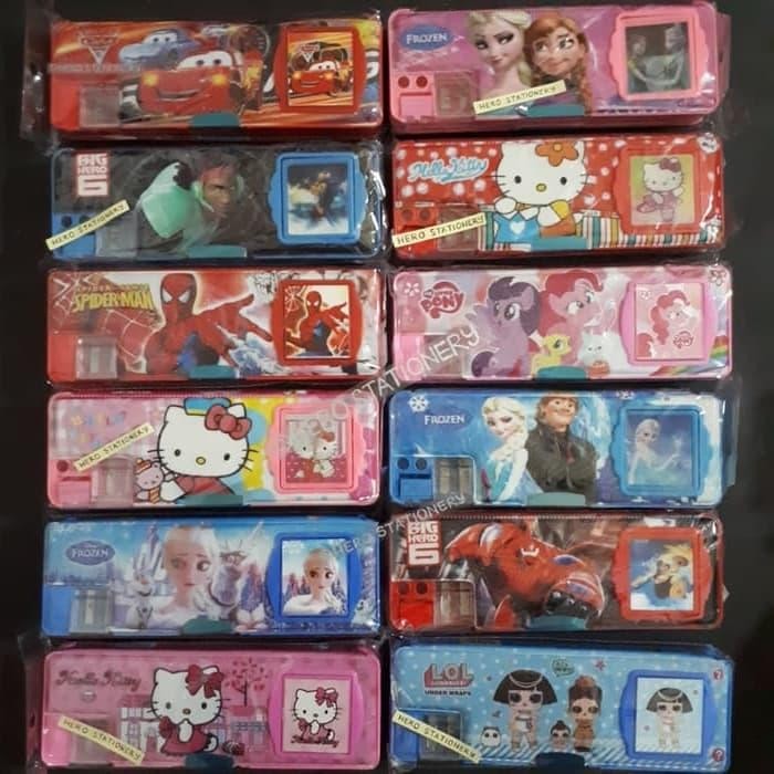 

Tempat pensil kalkulator magnet 2 sisi dan rautan motif kartun anak