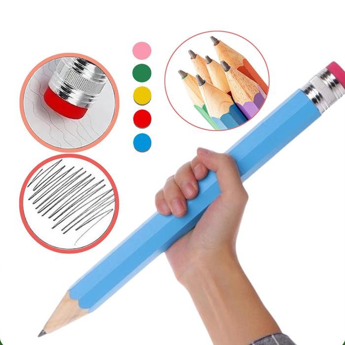 

Pensil Jumbo Besar 33 CM Pensil Jumbo Hiasan Pensil kayu besar Pensil mainan Pensil tebal berwarna