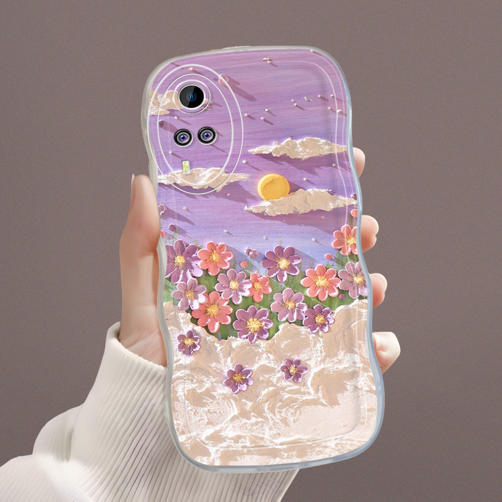 Casing Hp Untuk VIVO Y31 Y51 Y51A Y53S 2020 2021 4G Case Softcase Kesing Soft Cassing Bunga 4132