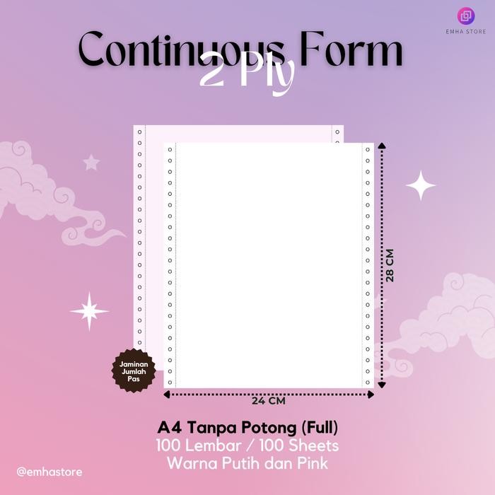 

Kertas Continuous Form Struk A4 Full Tanpa Dibagi 2 Ply 100 Lembar