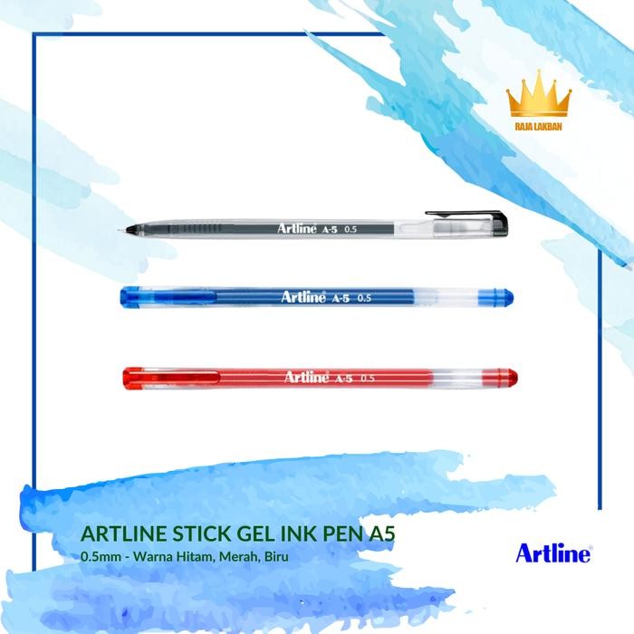 

Pulpen Ballpoint Stick Gel Ink Pen ARTLINE A5 0.5 mm, Hitam/ Biru/ Merah - LUSIN