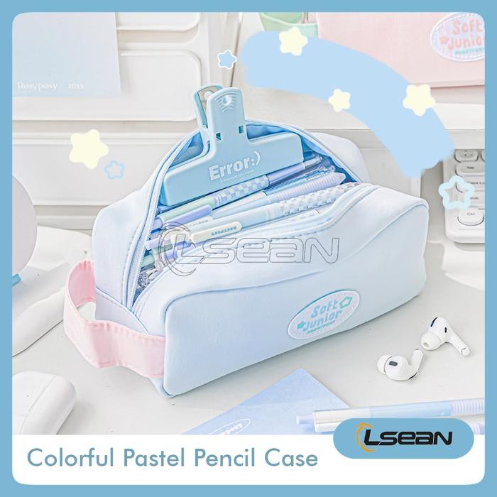 

ROSY POSY PENCIL CASE CUTE KOREA AESTHETIC PASTEL SEKAT TRANSPARAN FREE STICKER STATIONERY